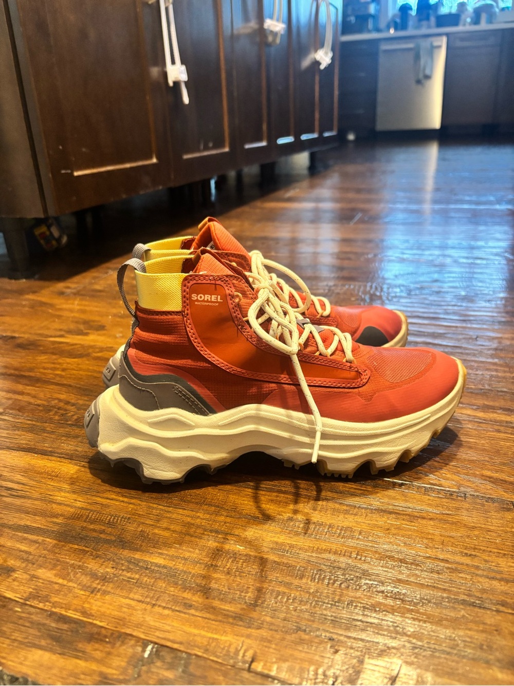 Sorel Orange-Red Chunky High-Top Sneakers